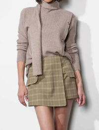 Greylin - Acacia Scarf Neck Asymmetric Button Up Sweater