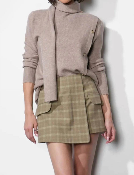 Greylin - Acacia Scarf Neck Asymmetric Button Up Sweater