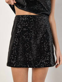 Apricot - Sequin Velvet A Line Mini Skirt
