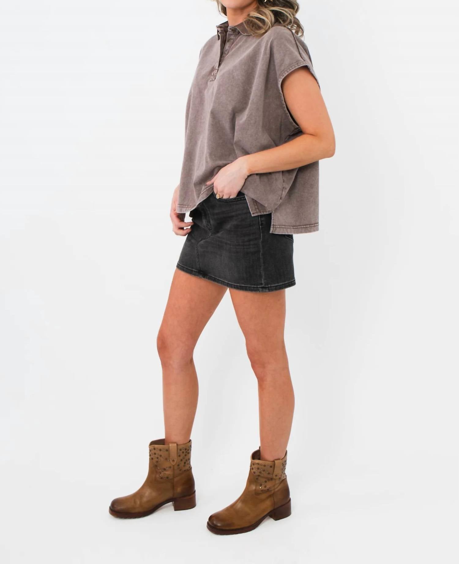 Bucketlist - Double Check Sleeveless Polo Top