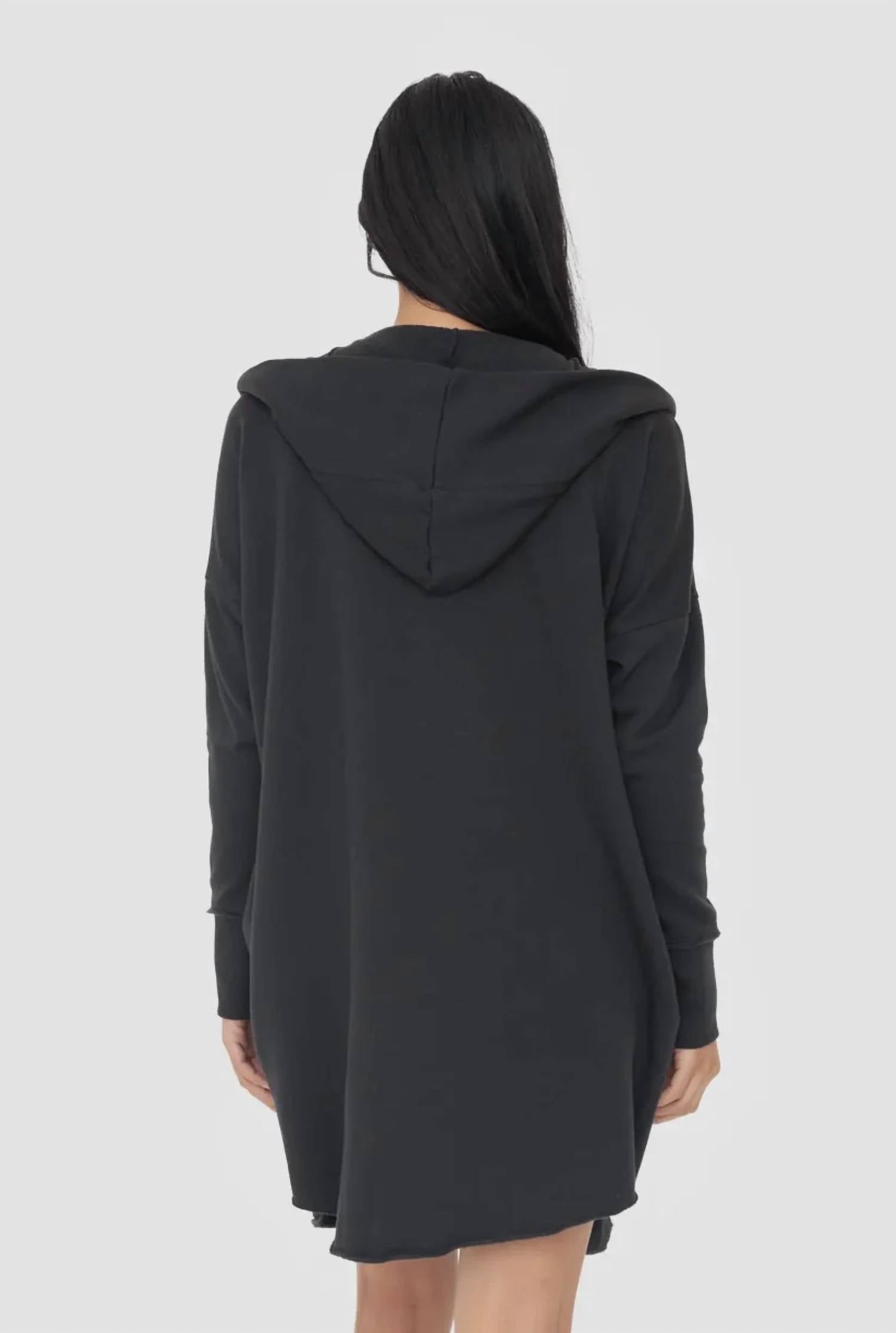 Mono B - Open Front Hooded Sweatshirt Cardigan