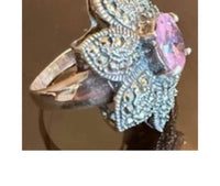 P & K Jewelry Women's Sterling Marcasite Flower Ring in pink silver - women's jewelry