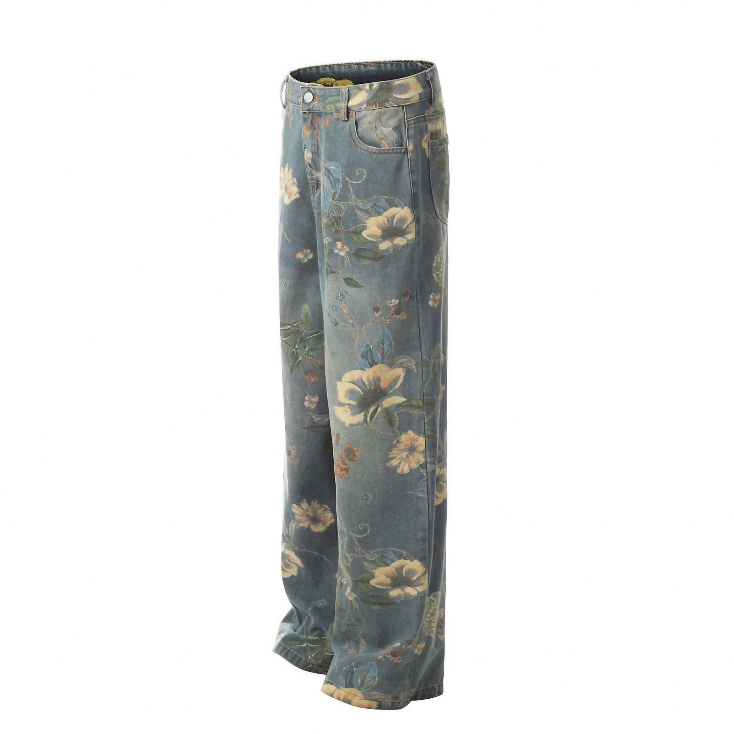 Productseeker Women's Street Style Printed Straight Leg Casual Pants in blue - women's pants - detail view