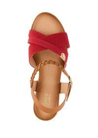 Andrea Women's Wedge Sandal in red 1 - women's sandal - alternate view