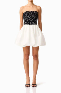 ELLIATT Eris Strapless Mini Dress in black white 2 - women's dress