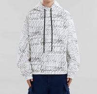 MARNI Scribbled Organic Cotton Motif Hoodie in natural white - men's shirt