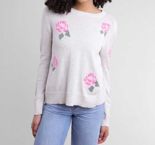 Alashan Cashmere - Cotton Cashmere Earth Angel Rose Crew With Pink Roses