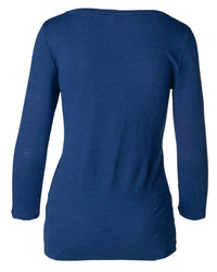 Majestic International - Women's Stretch Linen 3/4 Sleeve Boatneck Top