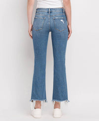 Flying Monkey - Mid Rise Distressed Hem Ankle Bootcut Jeans