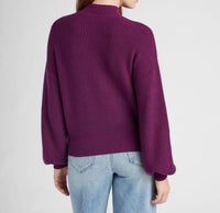 Seventy Eight and Sunny Pacific Mock Neck Marled Sweater in heather eggplant - women's sweater - detail view