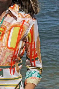 Dizzy-Lizzie - 3/4 Sleeve Hermes Print Top