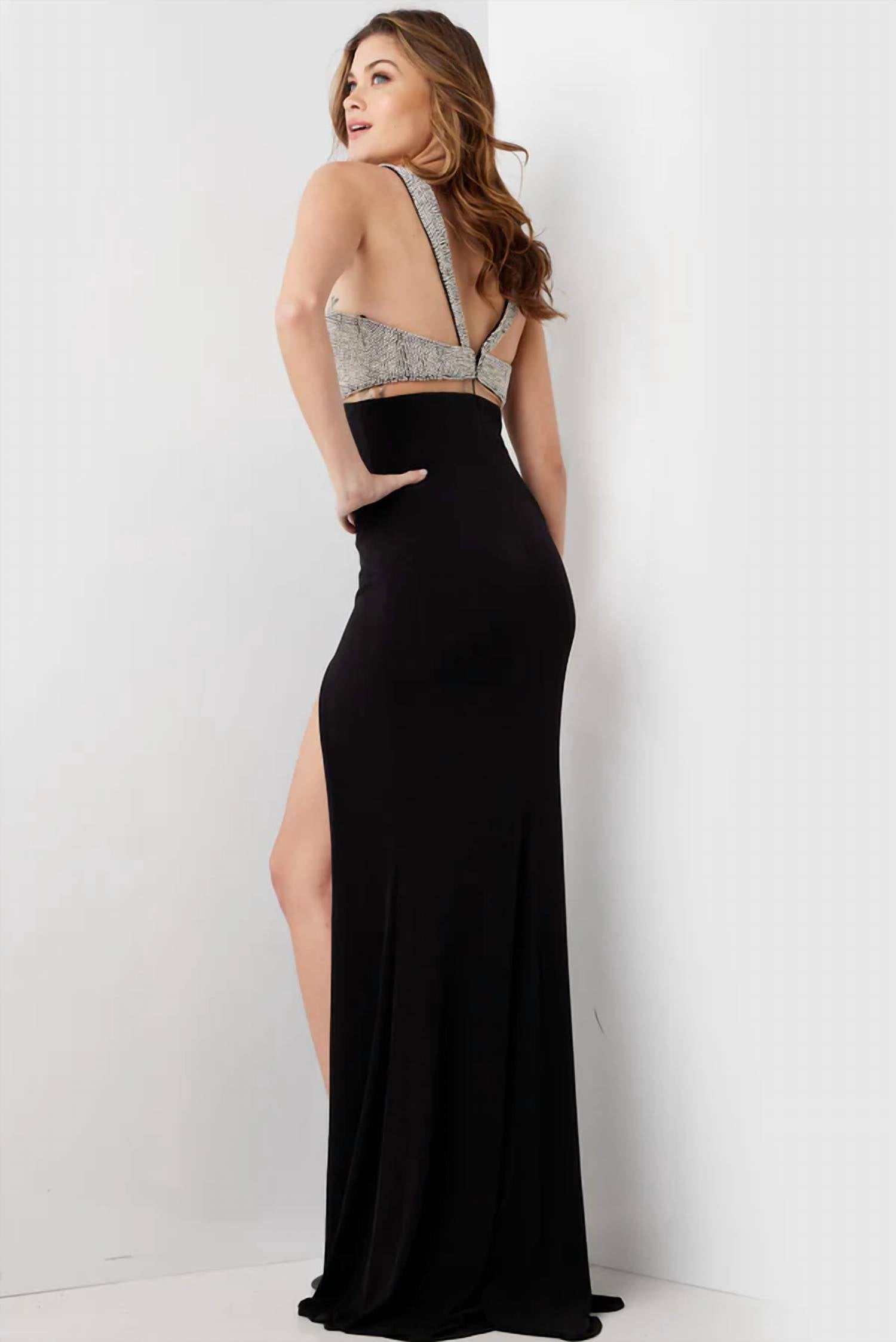 Jovani - Long Fitted Formal High Slit Dress