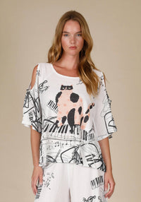 Inoah - Classical Meow-lody Textured Top