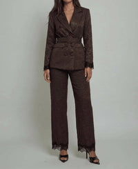 Akalia - Maison Jacquard Lace-trim Trousers