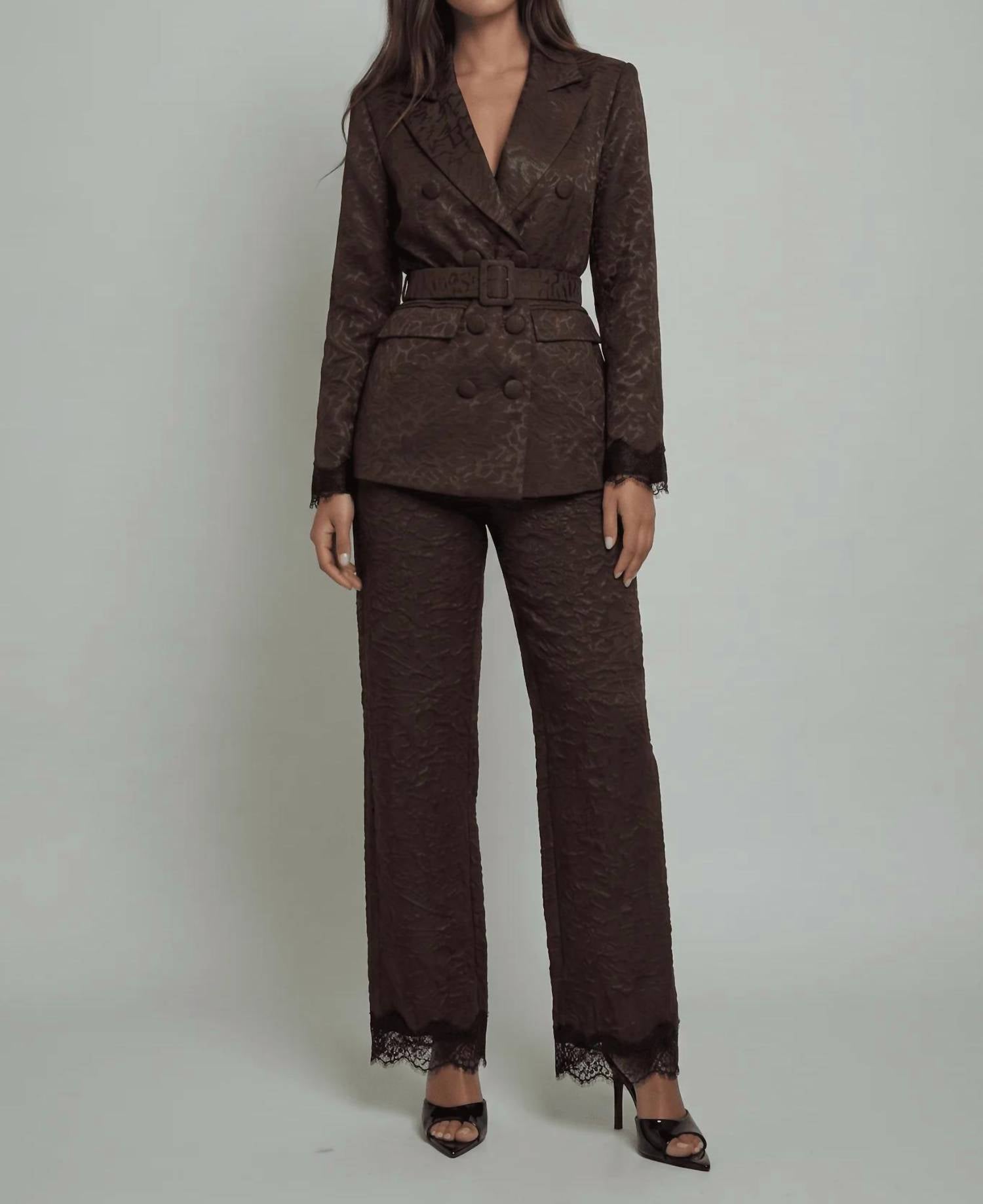 Akalia - Maison Jacquard Lace-trim Trousers