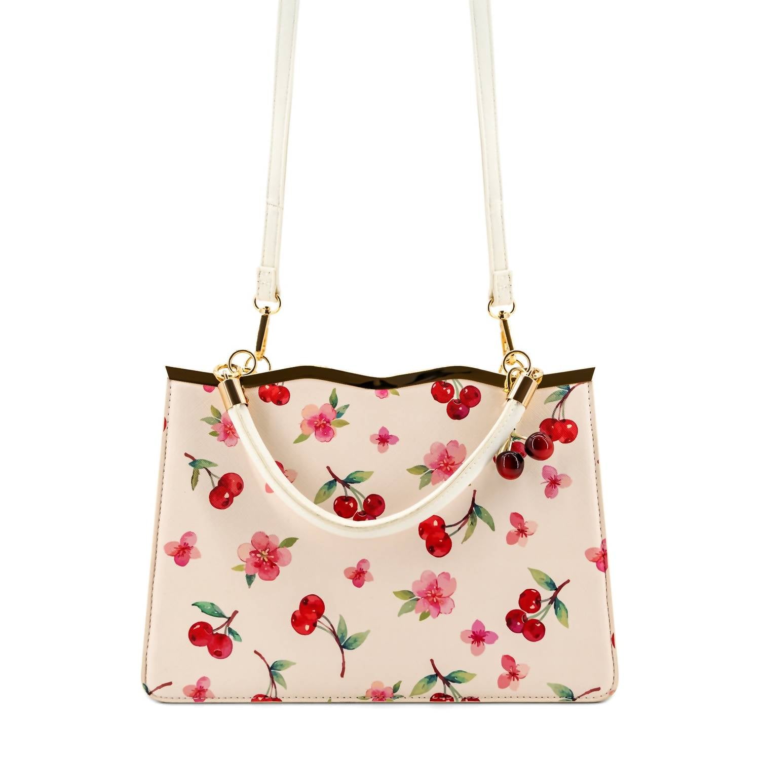 Like Dreams - Women's Cerise Top Handle Cherry Crossbody Bag