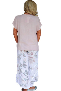 Look Mode Usa - Gauze Linen V Neck Linen Top