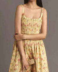 Hutch - Sleeveless Smocked A-line Midi Dress