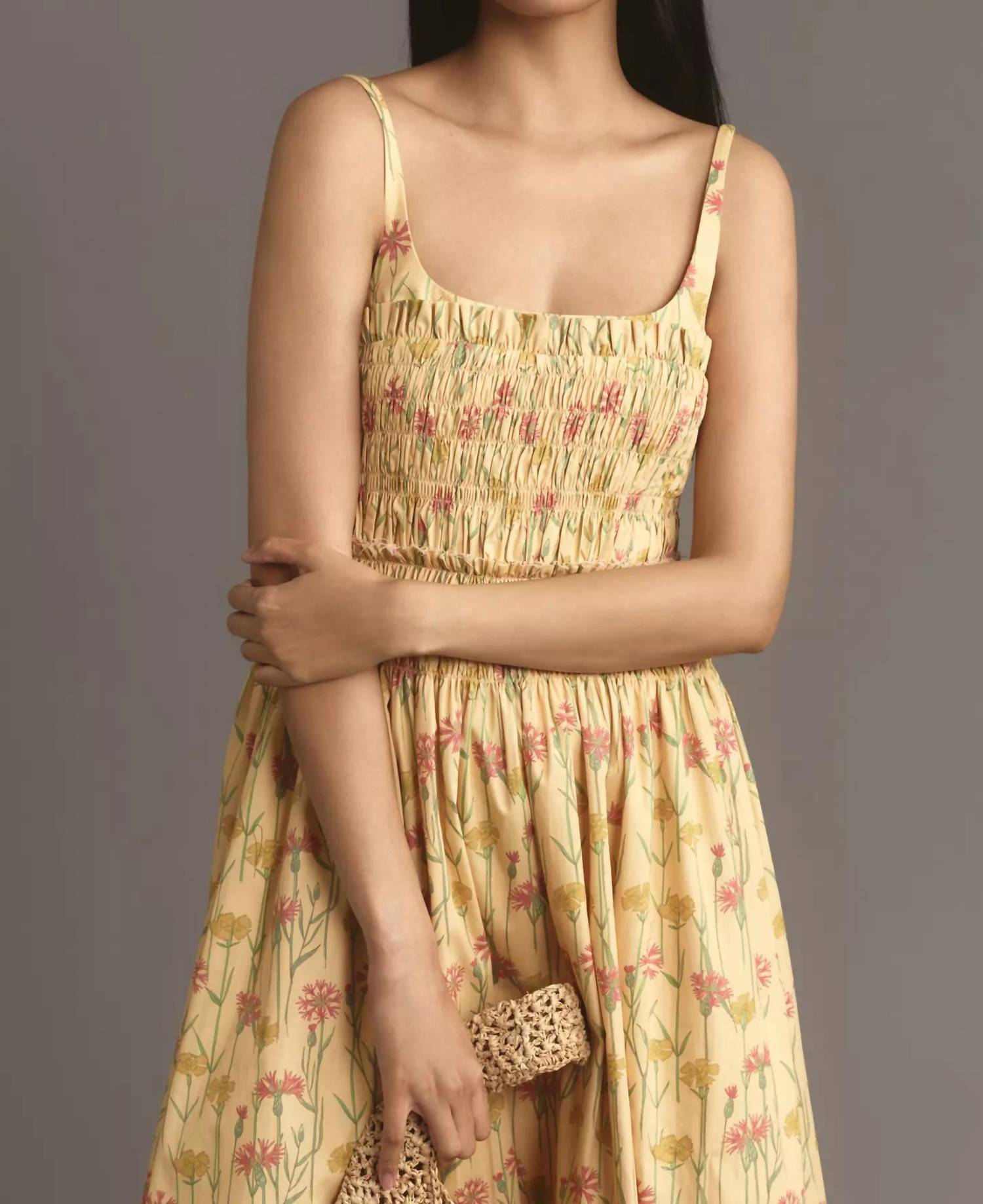 Hutch - Sleeveless Smocked A-line Midi Dress