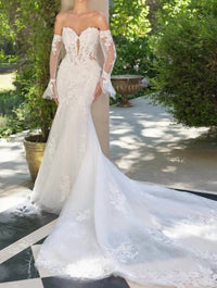 Ladivine Lauren Mermaid Wedding Gown in white - women's dress