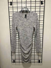 bobi Women's Ruched Long Sleeve Dress in heather grey - women's dress