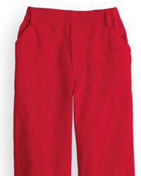 bella bliss Kid's Corduroy Faux Zip Pant in red - women's pants - detail view