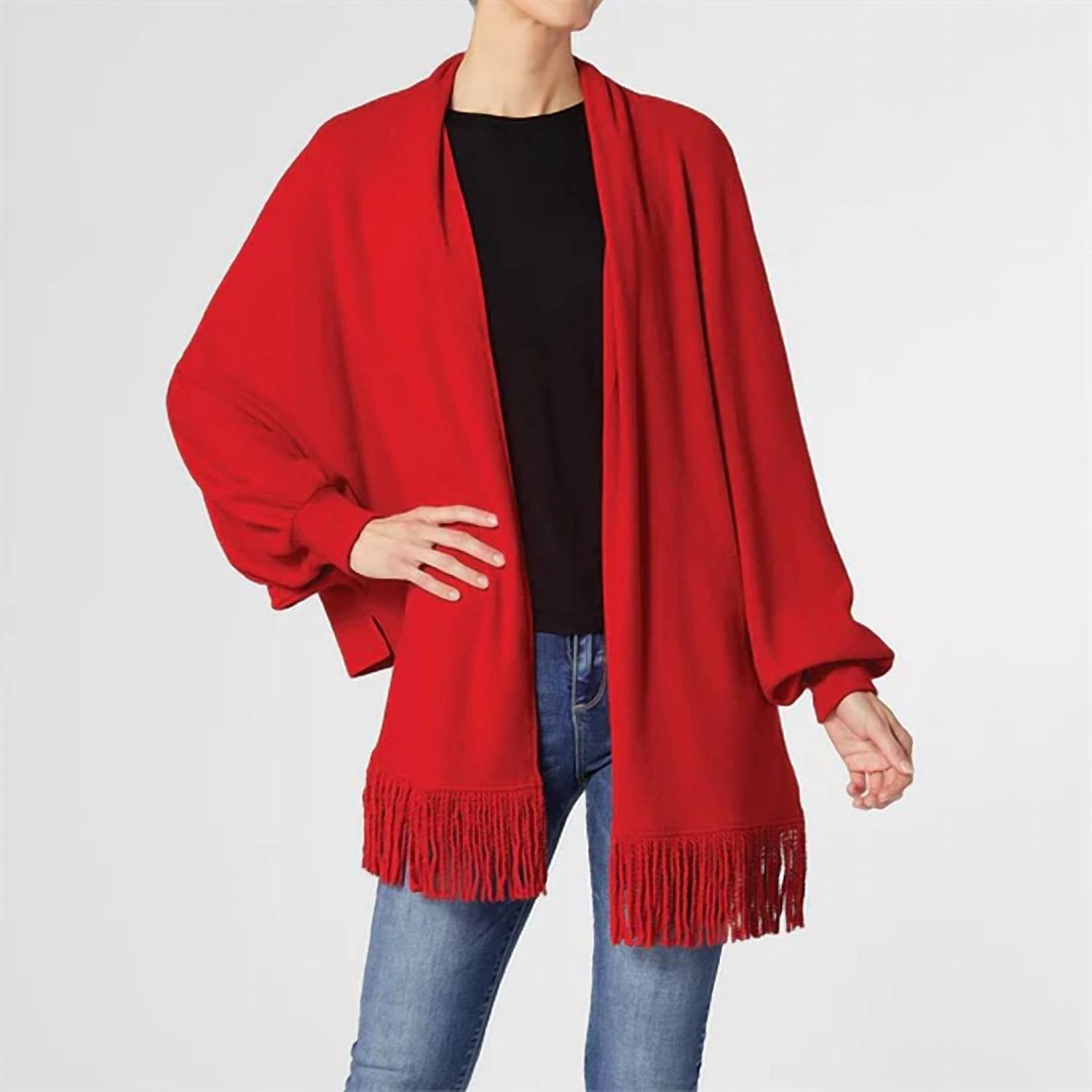 Coco + Carmen - Cheryl Soft Cardigan With Fringe Wrap