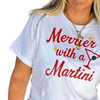 BLAKELEY Merrier With A Martini Graphic Tee in white red - women's t-shirt - detail view