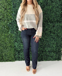 PINCH Color Block Soft Yarn Sweater in cream - women's sweater - alternate view
