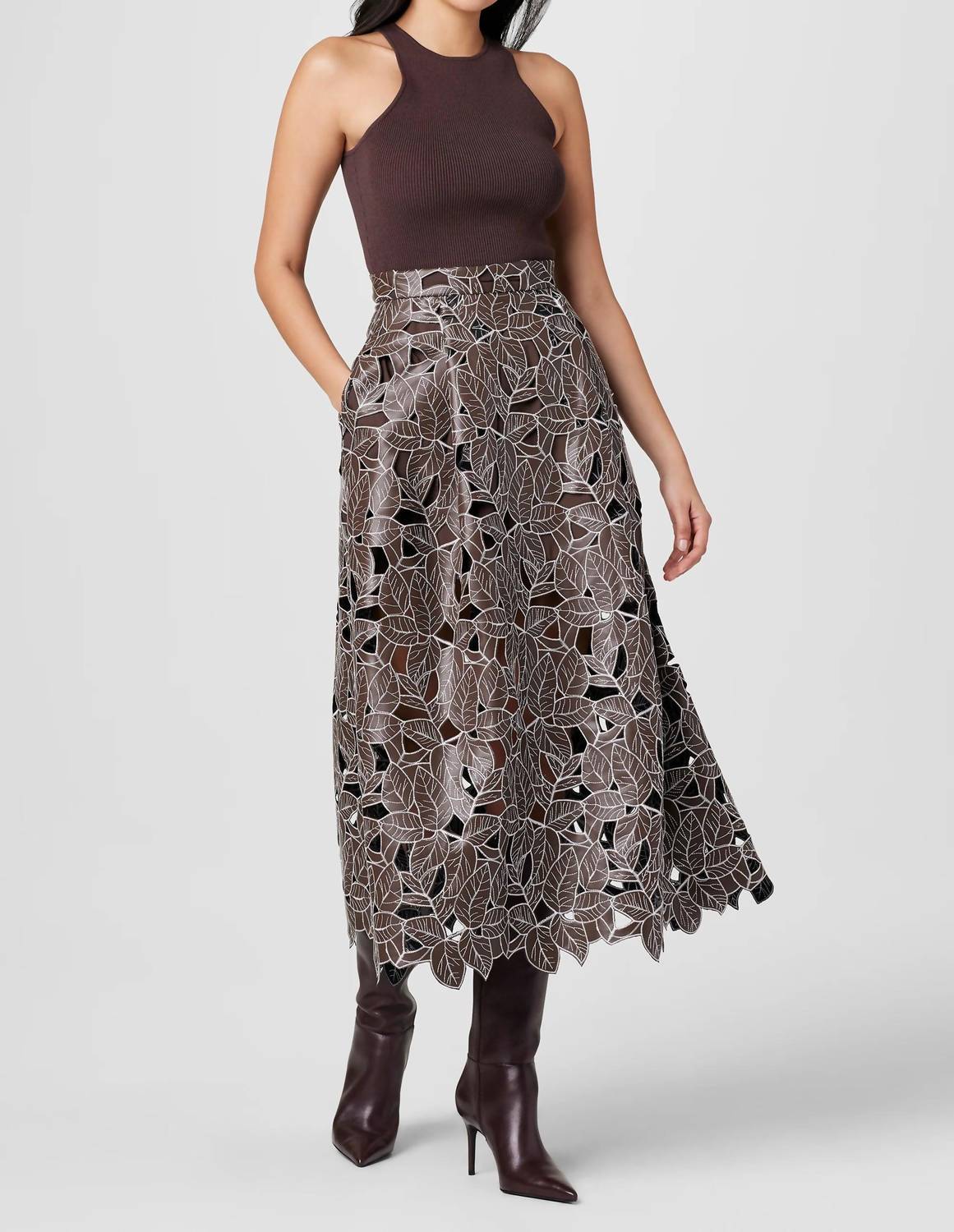 Toccin - Stacy Lace Vegan Leather Skirt