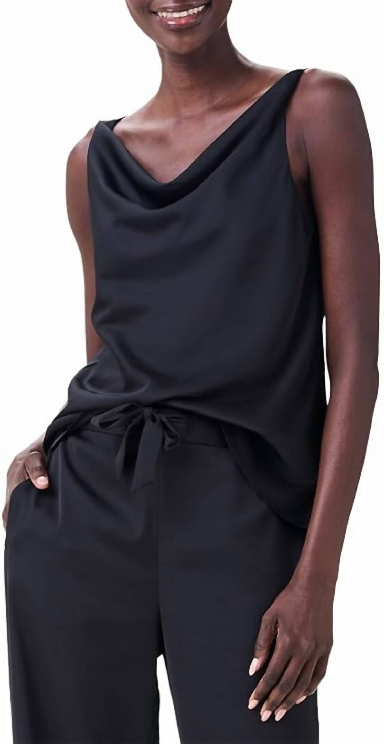 Nic + Zoe Crepe Drape Tank Top in black onxy - women's tank top