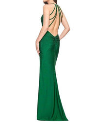 FAVIANA Rhinestone Scoop Neck Dress in emerald - women's dress - alternate view