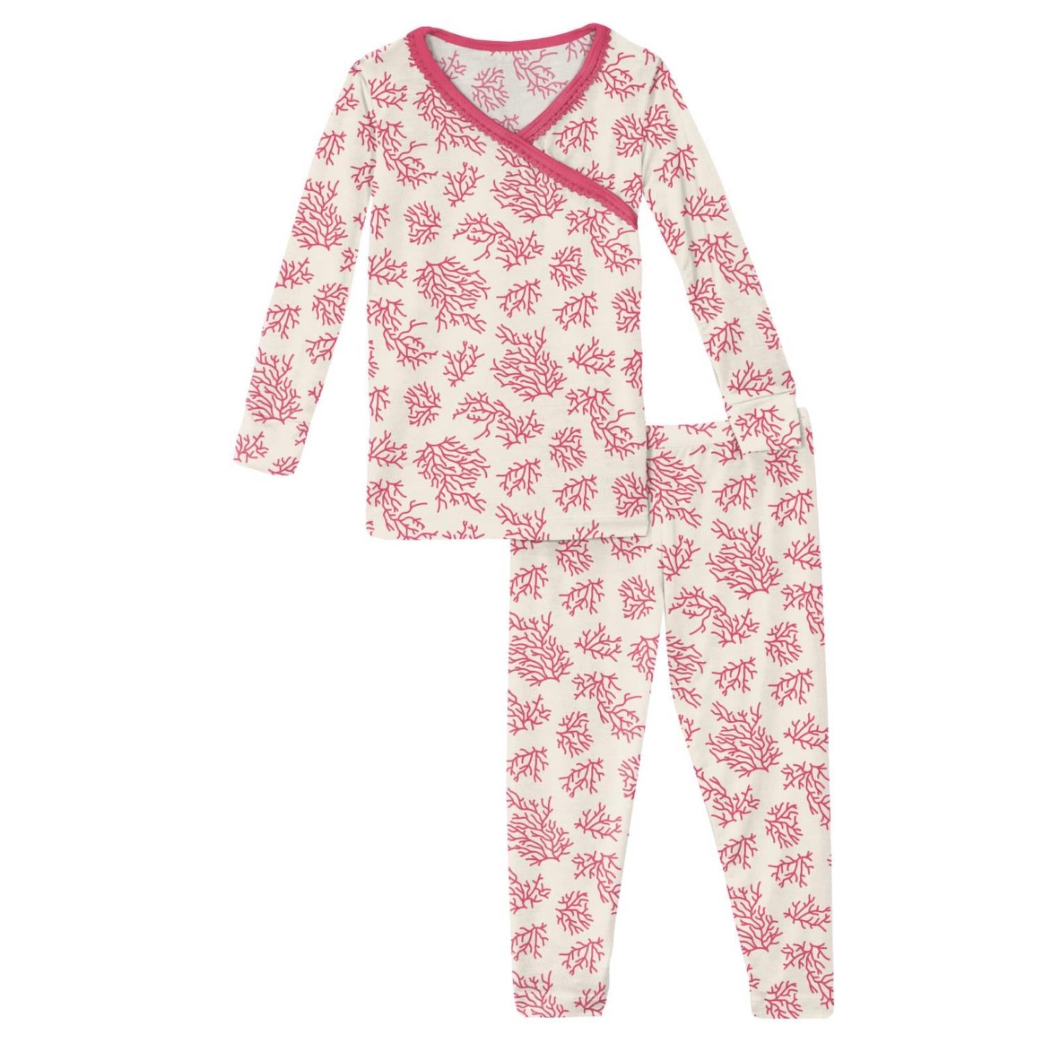 Kickee - Kids' Print Long Sleeve Kimono Pajama Set