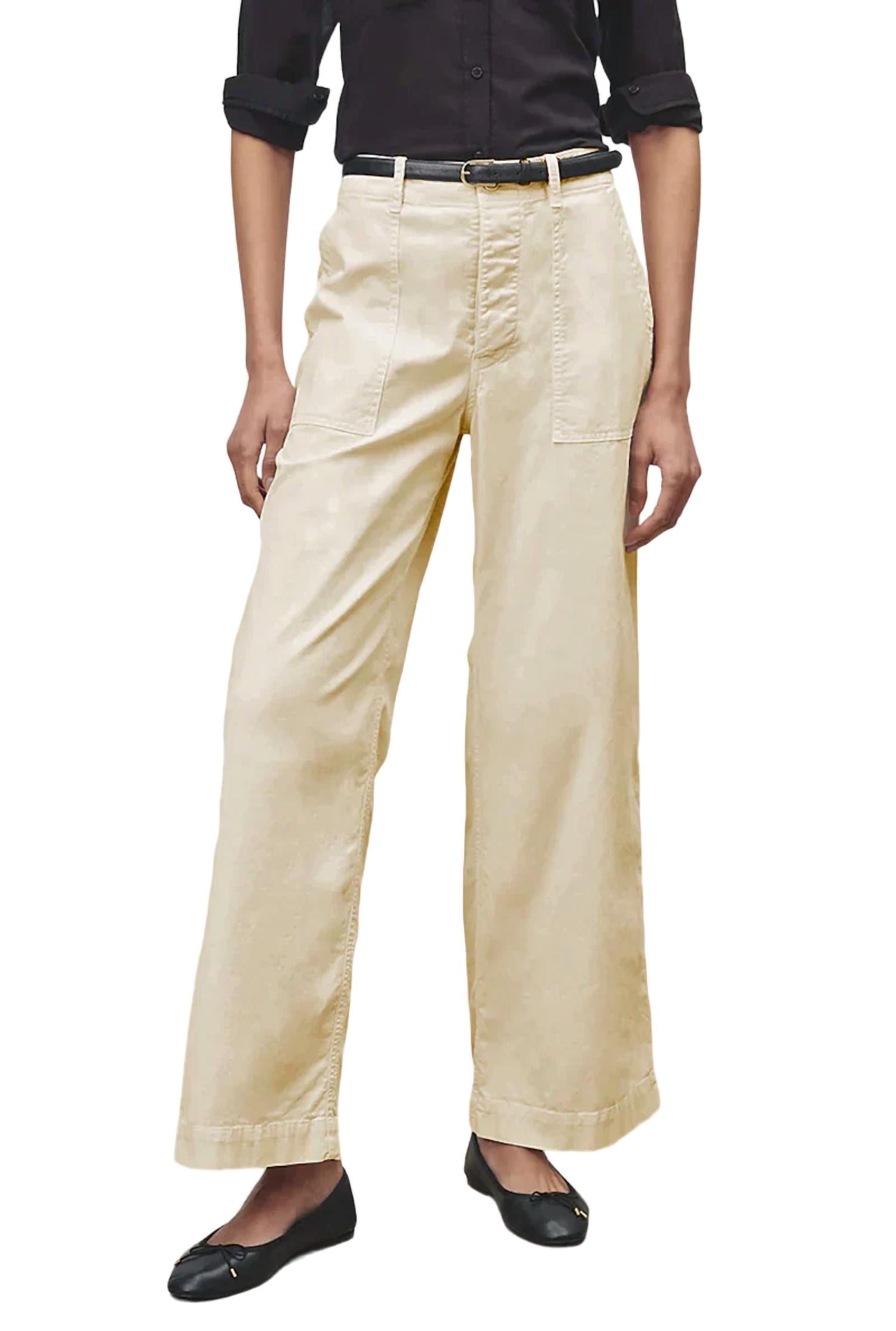 NILI LOTAN LEON BOY PANT in sand stone - women's pants