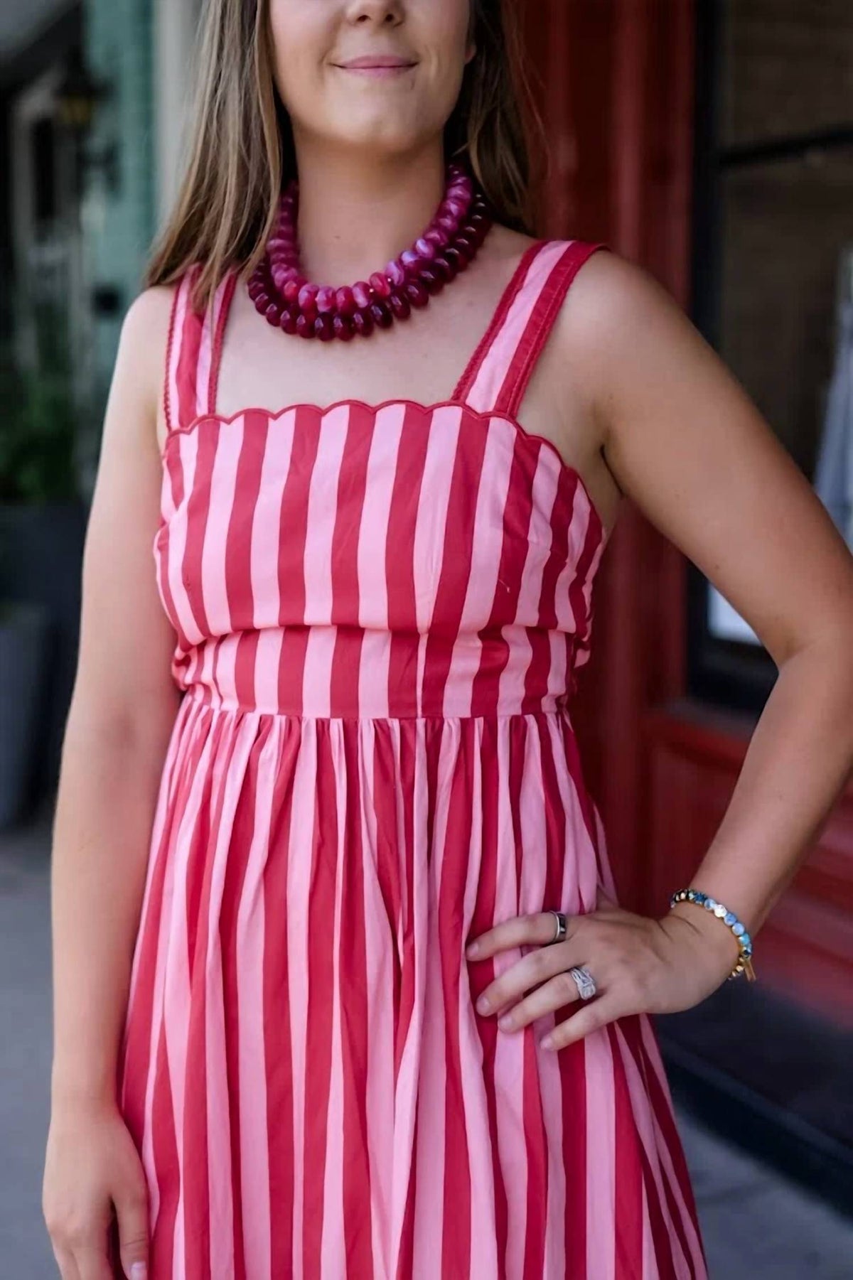 Karlie - Stripe Tie Back Cami Maxi Dress