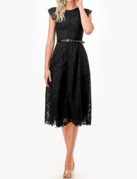 The Clothing Company Crochet Trim Midi Dress in black - women's dress