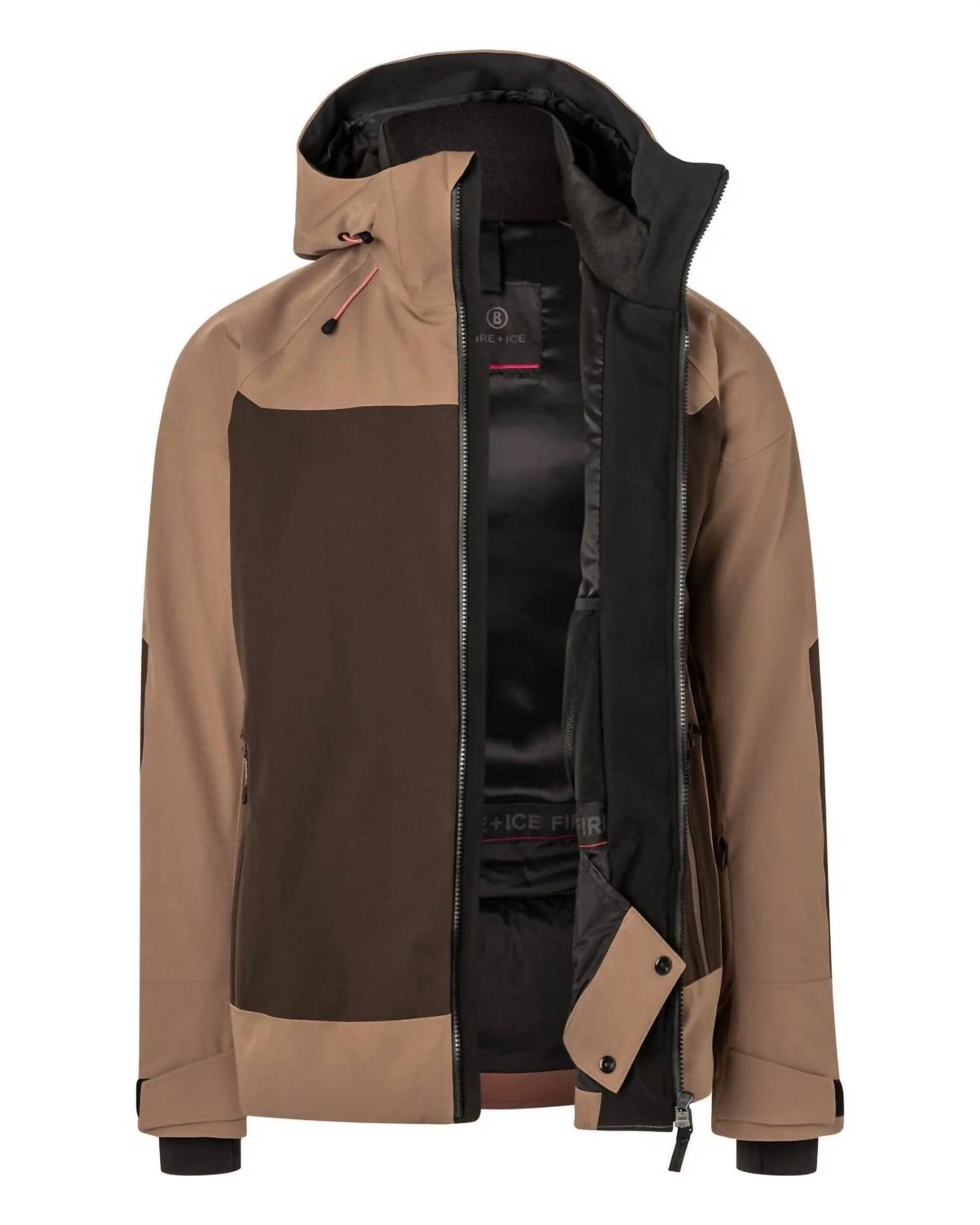 Bogner Fire + Ice Men's Tajo T Ski Jacket in hazelnut melange - men's jacket - detail view