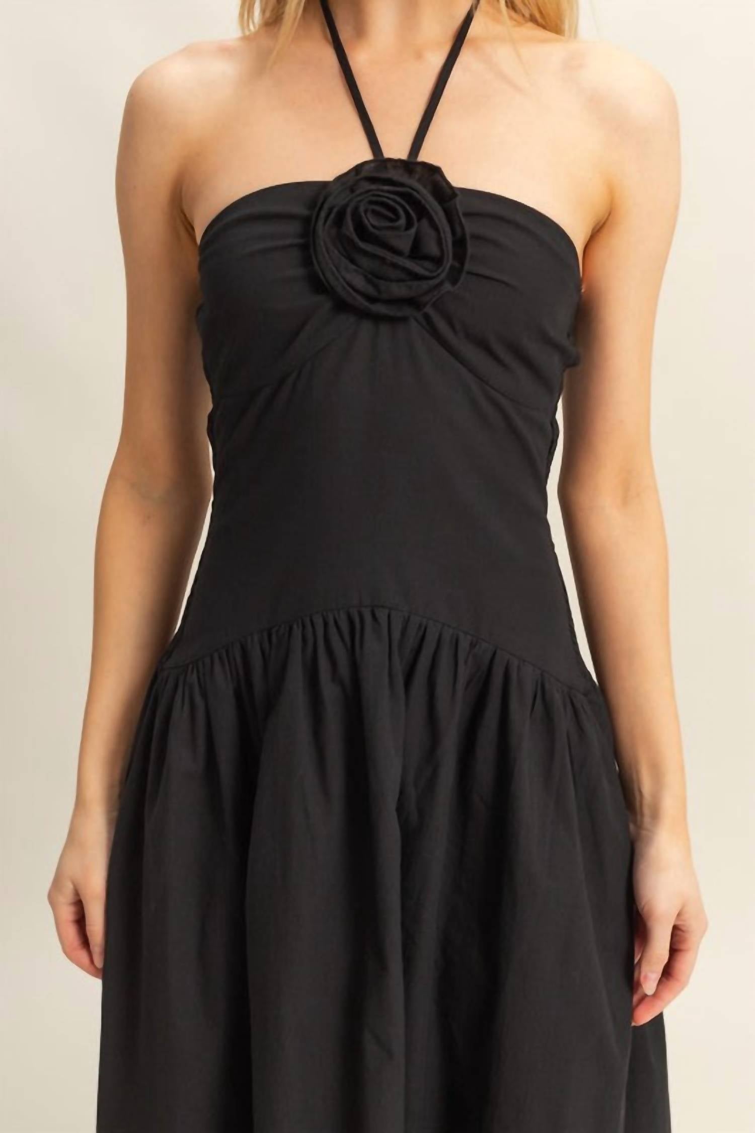 Hyfve - Poplin Rosette Halter Neck Midi Dress