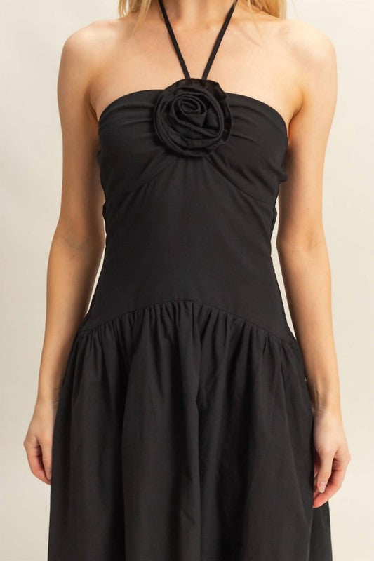 Hyfve - Poplin Rosette Halter Neck Midi Dress