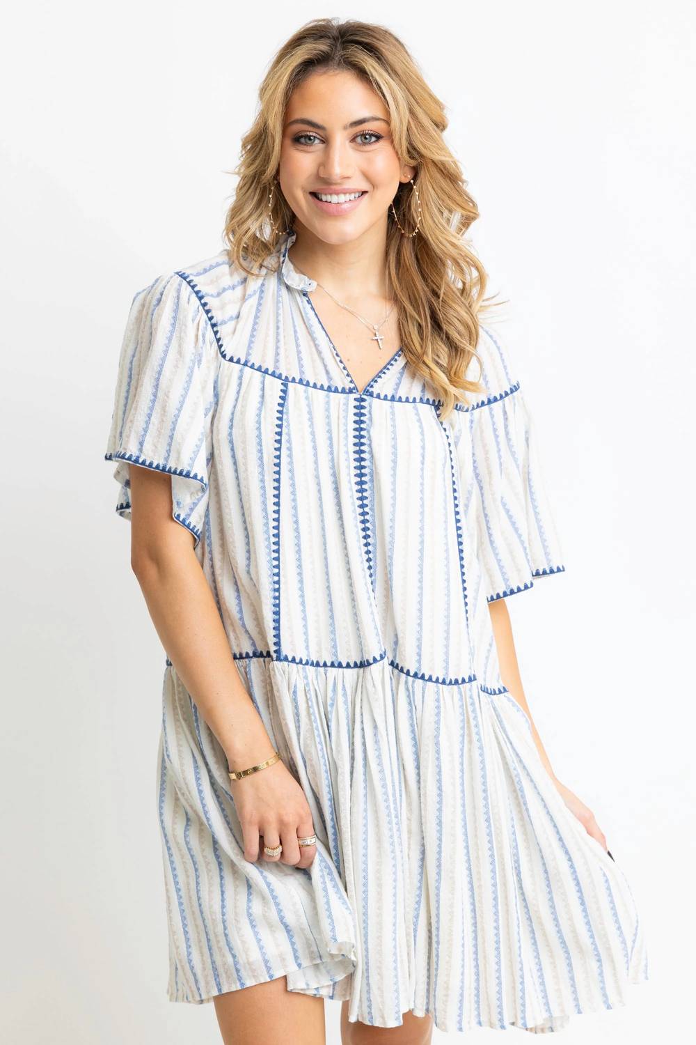 Karlie - Neutral Linen Tier Dress