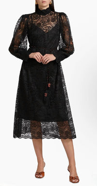Farm Rio - Lace Tie-Waist Midi Dress
