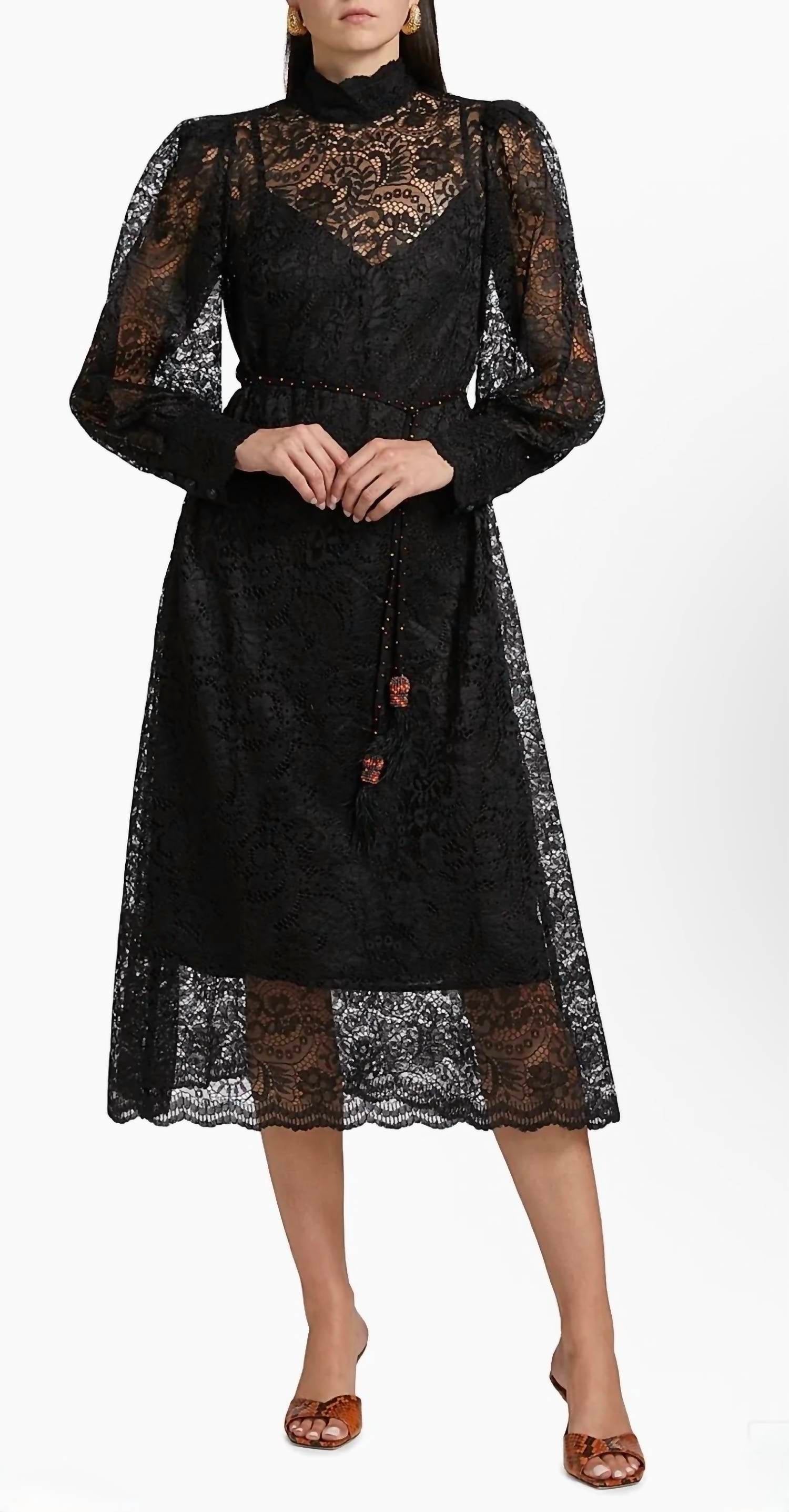 Farm Rio - Lace Tie-Waist Midi Dress