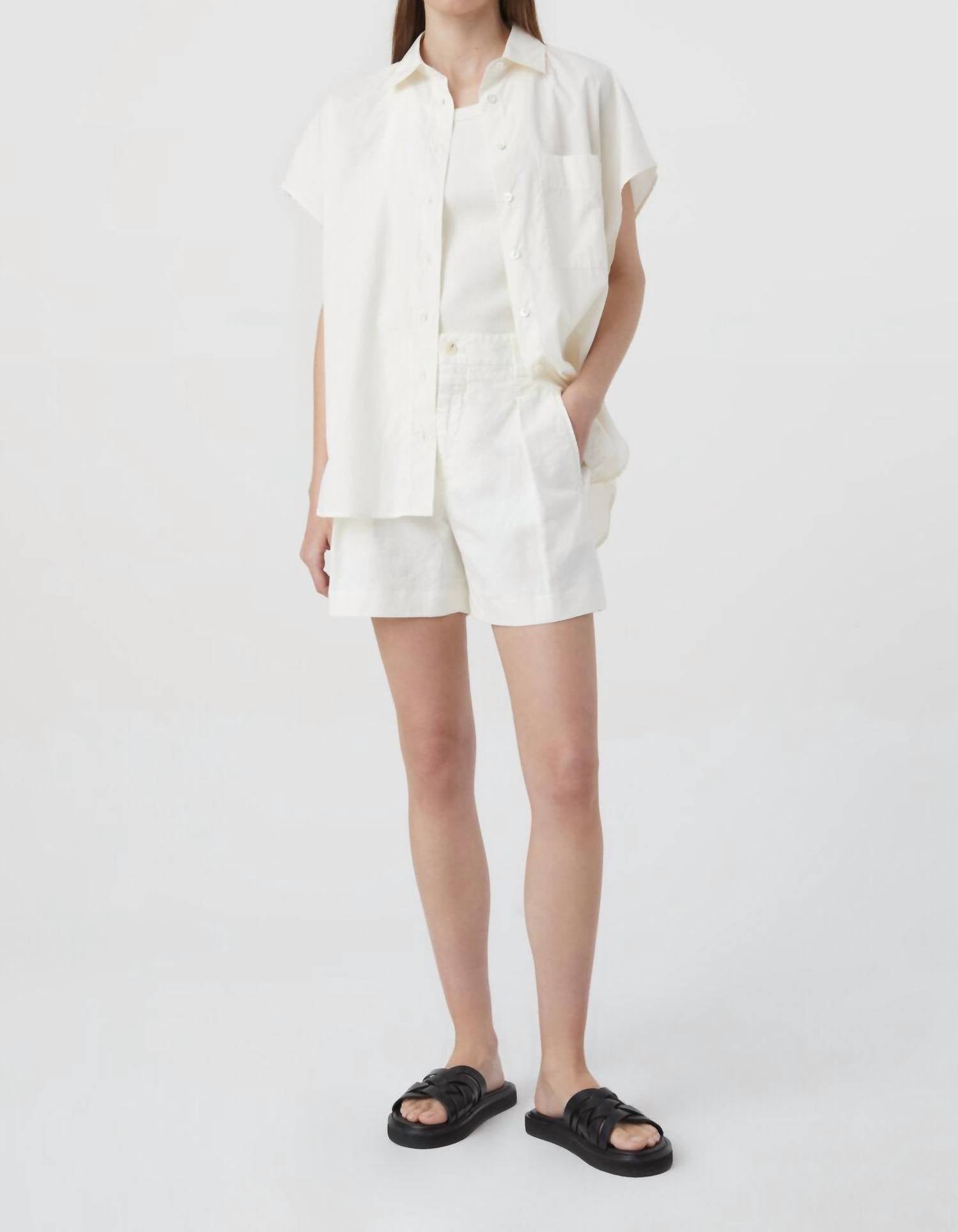 Closed - Mid Waist Linen Cotton Blend Shorts