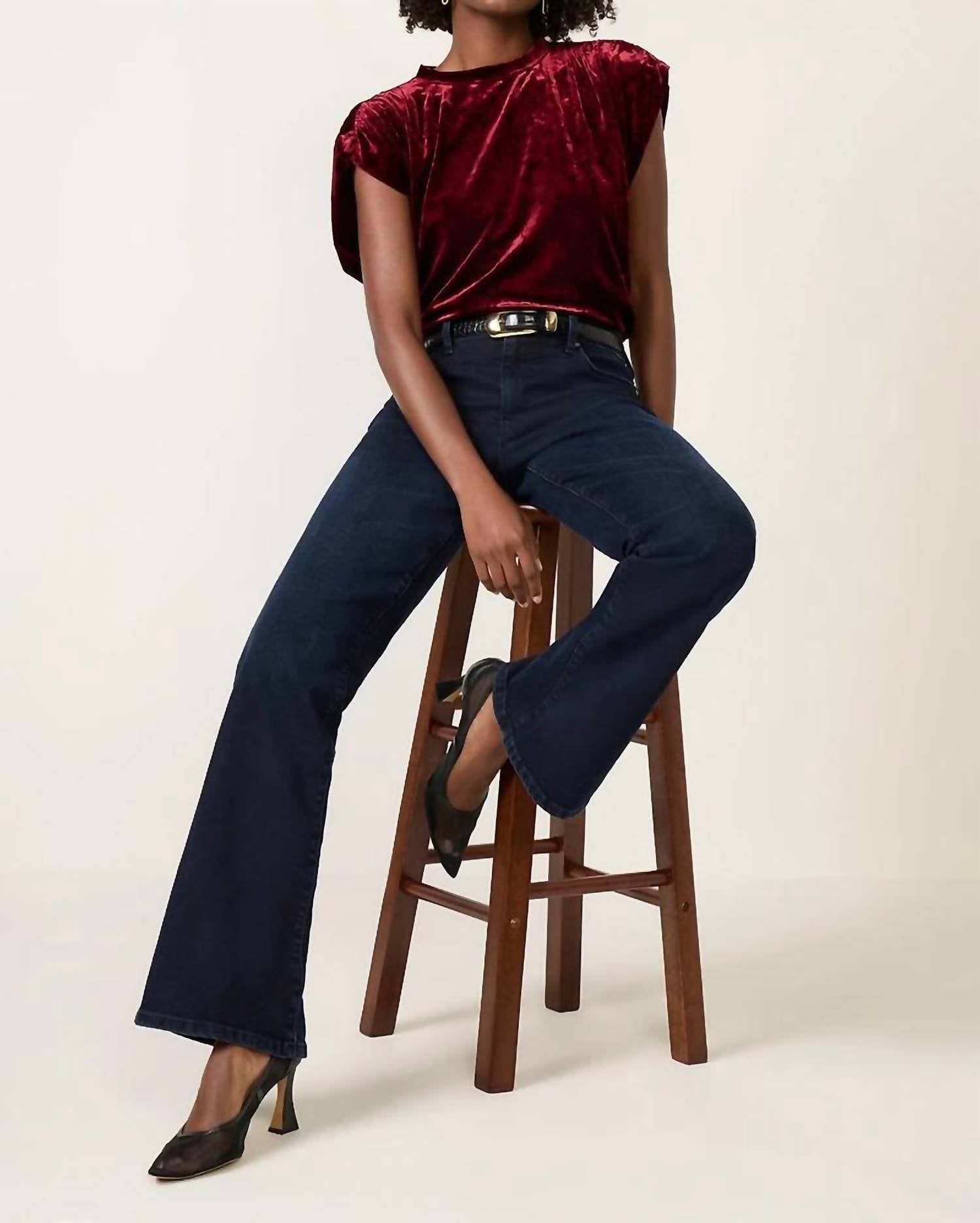 Melissa Nepton - Velvet Shirred Shoulder Tee