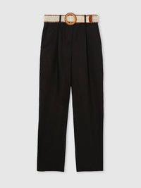 Reiss - Black Beau Belted Tapered Trousers