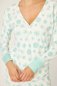 Pj Salvage - Snowflake Wishes Pointelle Henley Top