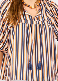 Mary Square Go Fight Win Blouse in blue - women's blouse - detail view