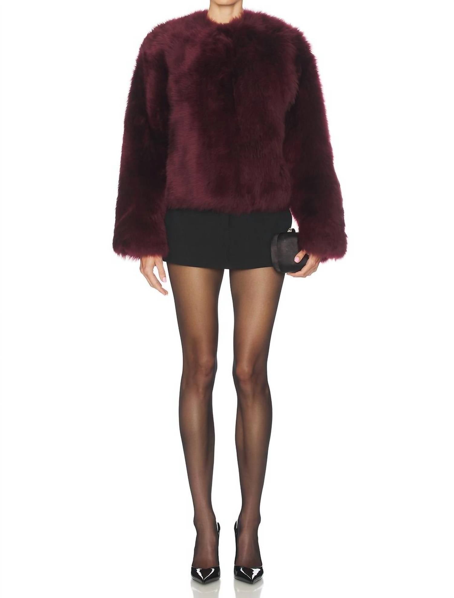 JONATHAN SIMKHAI Natasha Short Jacket in cranberry - women's jacket