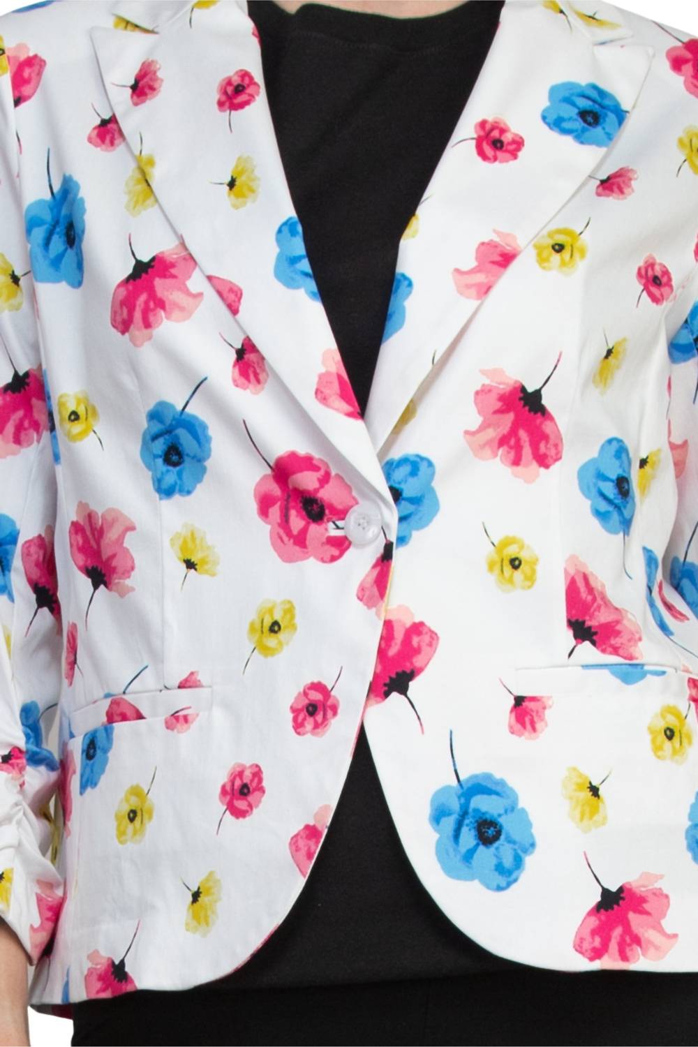 Peace Of Cloth - Notched Lapel Collar Cropped Fit Blazer
