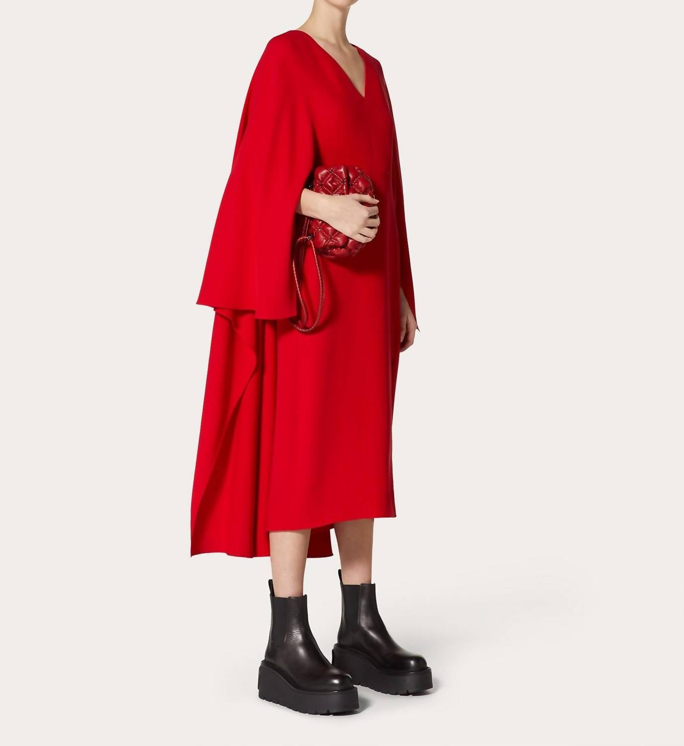 Valentino - Cady Silk Dress With Cape